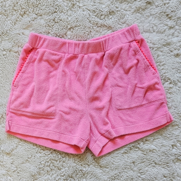 Crewcuts Soft Terry Cotton Shorts in Hot Pink with PomPom detail Size 10 - Picture 1 of 8